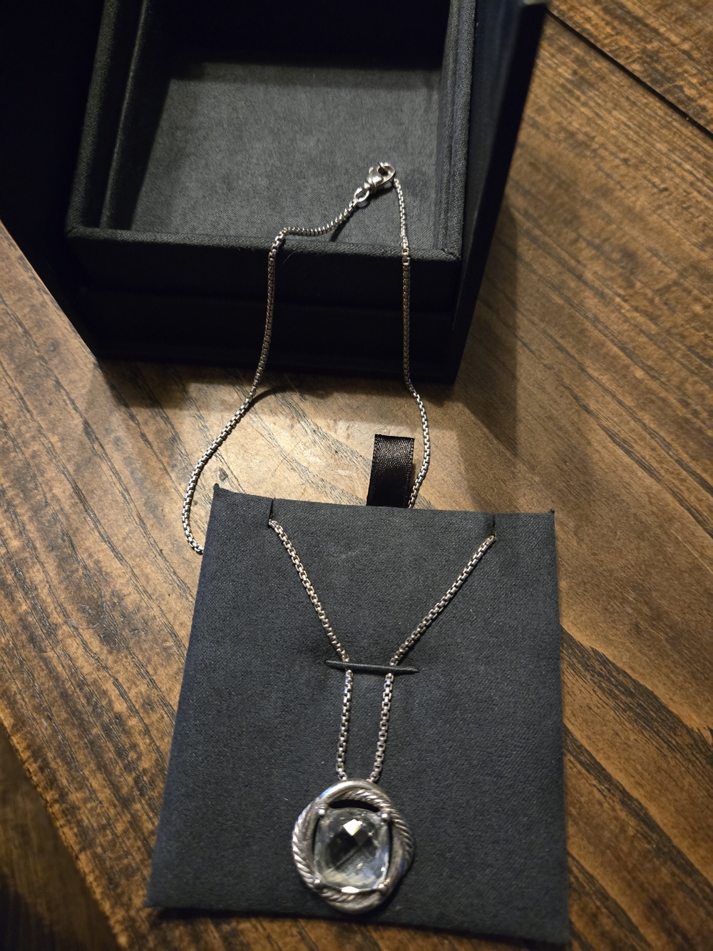 David Yurman Silver-Tone Clear Crystal Pendant Necklace - Women's Jewelry - Picture 2 of 5
